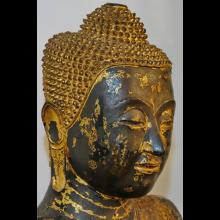 Grand bouddha en bronze dor